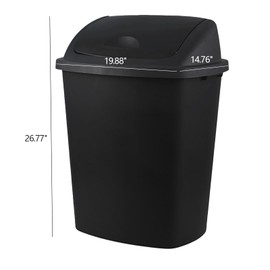 Bringer 18 Gallon Large Swing Top Trash Can, Plastic Garbage Can with Swing-Lid, Black, 4-Pack