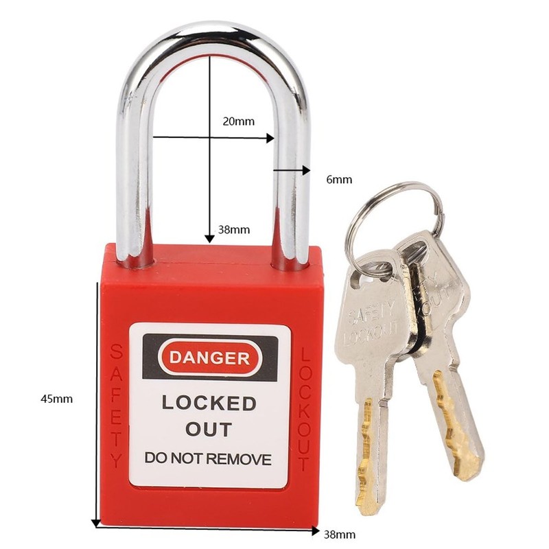Safety Padlock Set Adjustable Stainless Steel Cable Lockout and 38mm