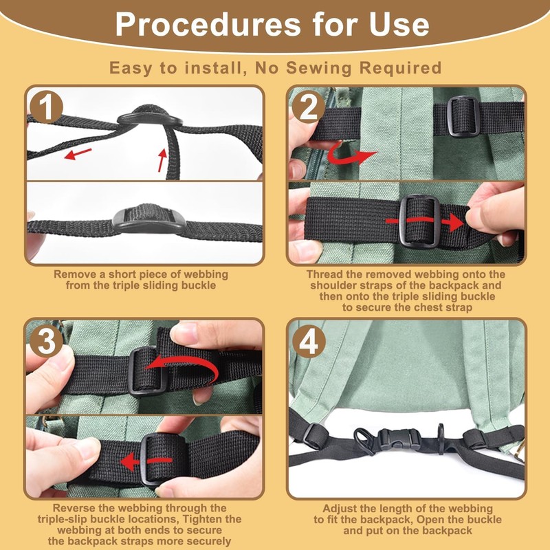 CHONGQILAO Adjustable Chest Strap Backpack, Chest Strap for Backpack, Backpack