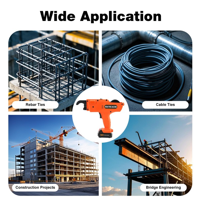PIAOCAIYIN Tying Machine, 12v Orange Automatic Rebar Tying Machine, 8-34mm