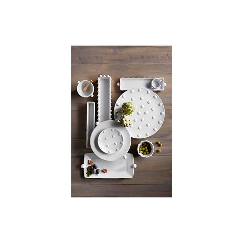 Mud Pie Bead Handle Platter, 8 3/4" x 14" White