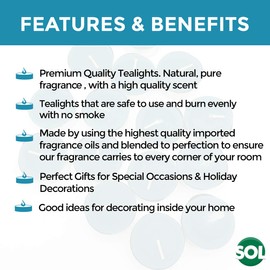 SOL SOL 60pk Mixed Scented Tea Lights Candles - Fresh Berries, Lavender, Fresh Peach, Mountain Spring, Vanilla Scented Tea Lights, Long-Lasting for Home Decor, Aromatic, Cosy Evenings & Special Occasion