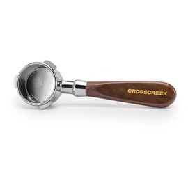 CrossCreek Espresso Portafilter | 54mm Bottomless Portafilter with 3 Ear and Walnut Handle | Fits 54mm Breville Bambino/Barista/Infuser BES450, BES500, BES880, BES810BSS, BES860XL, BES870XL, BES878