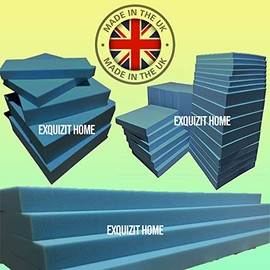 EXQUIZIT HOME BLUE Firm Foam Cut To Any size High Density Foam Cushions Pads Firm UPHOLSTERY DEPTH : 1 INCHES SIZE : 12 X 12 INCHES