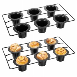 Lemecima 2 Pcs 12 Cups Nonstick Popover Pan Muffin Cupcake Pan Pudding Pan Bakeware for Oven Baking, Frittatas, Muffins, Quiches, Pudding Cakes