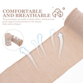 Healifty Elastic Bandage Pack with 5 + 10 Additional Clips - 3 Inch Roller Compression Bandage for Knee, Ankle, Wrist Stretches to 14 7 Feet Length