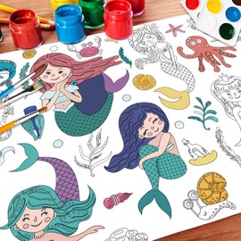K-NMLHL Coloring Poster for Kids- Mermaid Large Coloring Sheets - Coloring Posters for Wall - Classroom Home Birthday Party Supplies Favor - Big Huge Coloring Poster43.3 x31.4 (Mermaid)