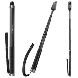 REYGEAK Invisible Selfie Stick for Insta360 X4, 59 Inch/150cm Long Selfie Pole with 1/4 Screw, Carbon Fiber Waterproof Extension Monopod for Insta360 X4/X3/X2/ONE/ONE RS/ONE X.