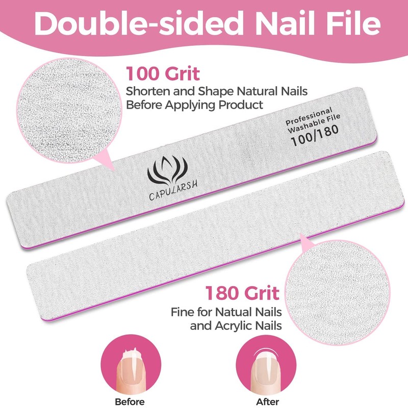 Pack of 18 Nail Files 100/180, Double-Sided Disposable Nail Files