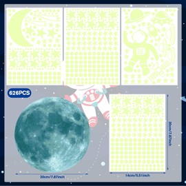 Fuyoooo 626 Pcs Glow in The Dark Stars Ceiling Stars Glow in The Dark Glow Moon and Space Wall Decals Astronaut Universe Galaxy Planet Glowing Wall Stickers for Christmas Gift Living Room Decor