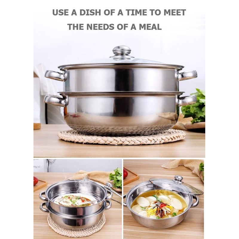 Steamer Pot Stainless Steel 2 Tier - 28cm Steamer Pot