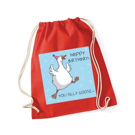 Hippowarehouse Happy Birthday you silly goose Drawstring Cotton School Gym Bag 37cm x 46cm, 12 litres