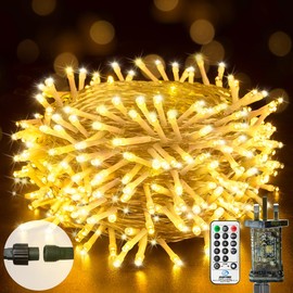 btfarm 20M 200LED Fairy Lights Plug in with Remote, Timer Christmas String Lights Mains Powered, 8 Modes Waterproof Warm White Xmas Tree Twinkle Light for Indoor/Outdoor, Garden, Wedding Decoration