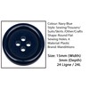 Pack of 24 Dark Blue Sew on 15mm Round Buttons