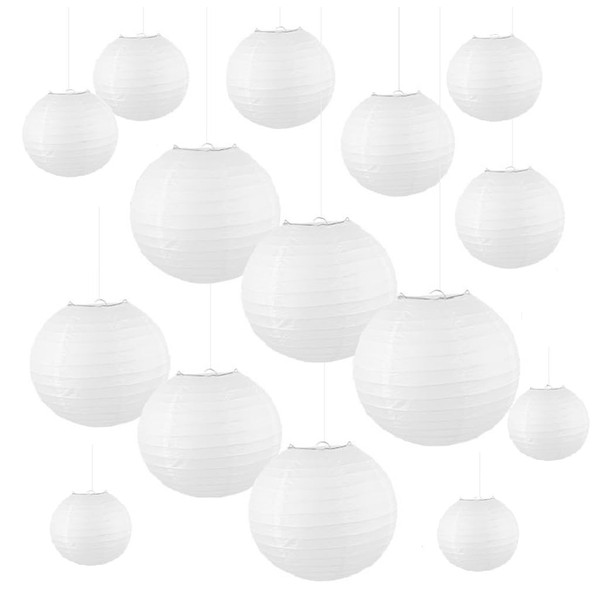 Kellegour Pack of 15 Paper Lanterns, Hanging Round Paper Lanterns,
