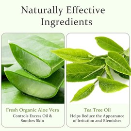 Aloderma Gel De Aloe Vera Orgánico Para La Piel + Aceite De Árbol De Té, Hecho Dentro De Las 12 Horas De La Cosecha, Gel De Aloe Vera Puro Calmante Pa