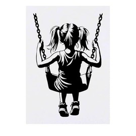 'Girl On A Swing' Temporary Tattoo - Water Resistant, Skin-Safe, Non-Toxic Transfer (TO00075471)