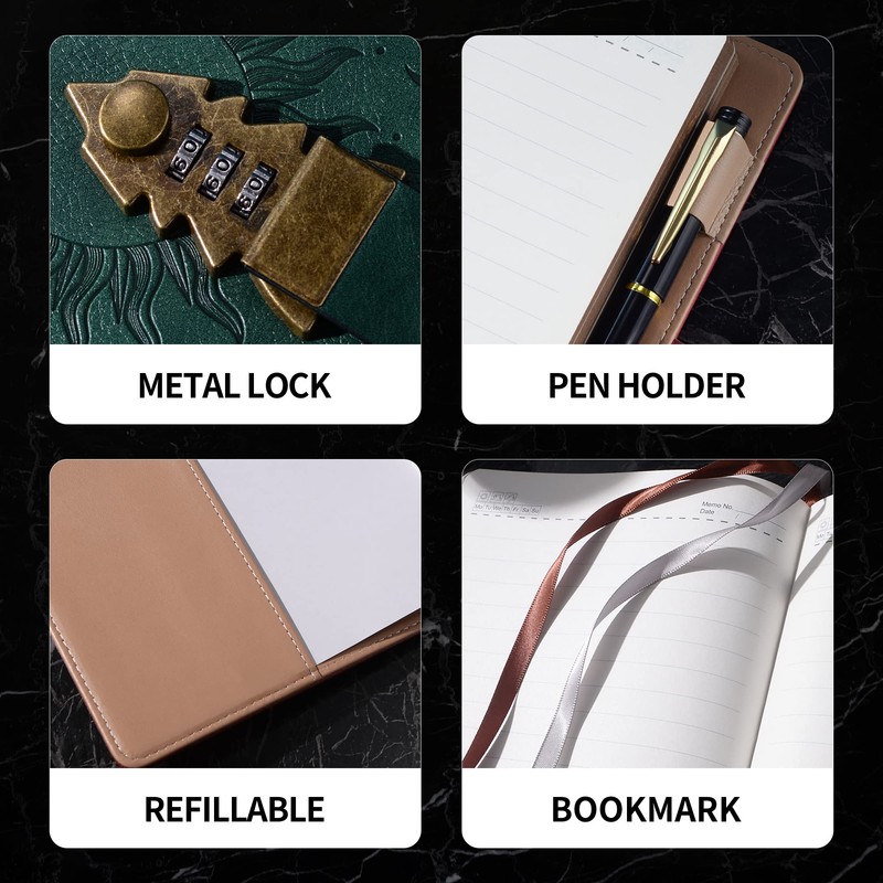 Lock Diary with Pen, A5 Ruled 240 Pages PU Leather
