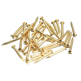 sourcing map 35Pcs Small Tiny Nails 2x20mm(DXL) Tiny Brass Nails Hardware Round Head Brass Nail for Wooden DIY Projects Decorative Boxes Household, Brass Tone