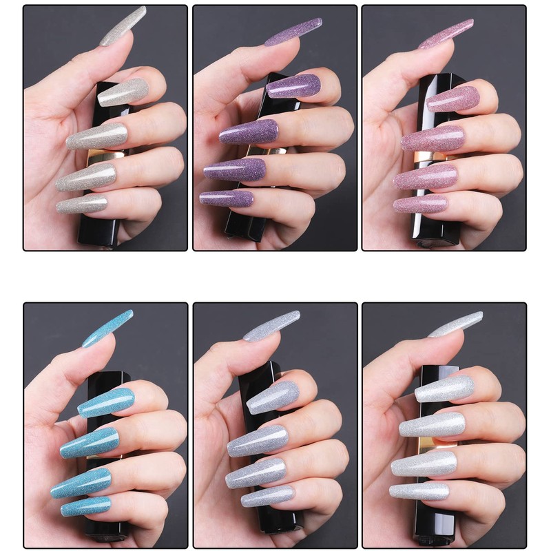 Biutee Color Gel Nails, 6 Colors, Flash Nail Gel Set,