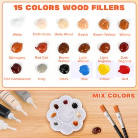 Wood Furniture Repair Kit, Touch up Paint, Restore Any Wooden Furniture Stain, 18 Colors Cover Surface Scratch for Wooden Floor Table, Filler Furniture Paint Oak, Cabinet, Door, Veneer