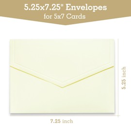 Sobres de 5 x 7 pulgadas para invitaciones, paquete de 50 sobres de invitaciones color beige, tamaño 5 x 7 pulgadas para boda, tarjetas de felicitación, tarjetas en blanco, cartulina
