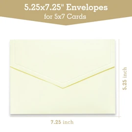 Sobres de 5 x 7 pulgadas para invitaciones, paquete de 50 sobres de invitaciones color beige, tamaño 5 x 7 pulgadas para boda, tarjetas de felicitación, tarjetas en blanco, cartulina