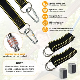 Tree Swing Straps Hanging Kit, Portable Hammock Straps, 6.56FT Tree Swing Strap Heavy Duty Holds 2204LBS, Swing Straps for Tree Branch, Swings, Hammock with 2 Tree Protector, 2 Screw Lock Carabiner