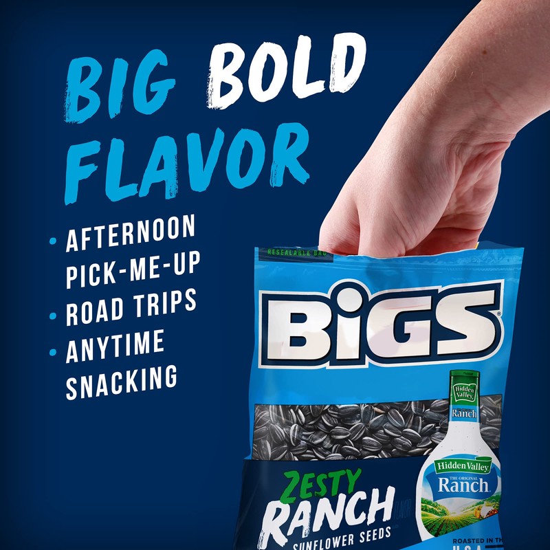 BIGS Sunflower Seeds, Hidden Valley Zesty Ranch Flavor, 5.35 oz.