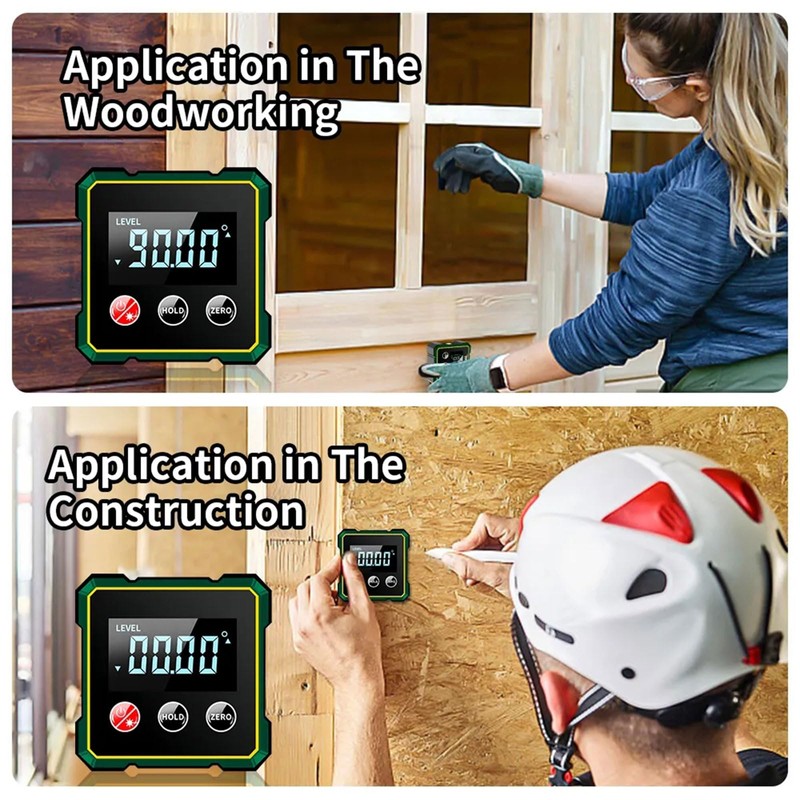 Digital Angle Finder with Electronic Laser Level,Rechargeable Inclinometer- 4-side Strong
