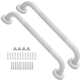 16 Inch Anti Slip Shower Grab Bar Oil Rubbed White, Munzong Bathroom Grab Bar, Knurled Bathroom Balance Bar,Safety Hand Rail Support Handicap Elderly Injury Senior Assist Bath Handle