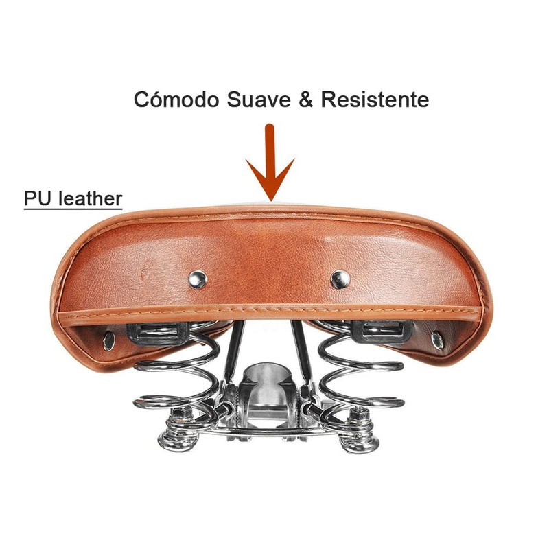 Eachbid Bicycle Saddle Universal Comfortable Brown Rivets Durable Spring Leather