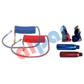 Red & Blue Coiled Air Hoses With Glad Hands & Aluminum Handles 15 ft 40 in lead