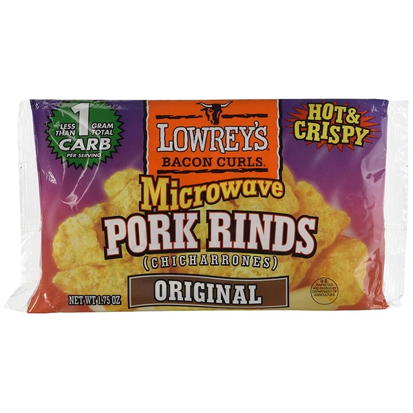 Lowrey's Bacon Curls Microwave Pork Rinds (Chicharrones), Original, 1.75 Ounce