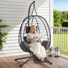 ONBRILL Hanging Egg Chair with Adjustable Footrest & Stand, Wicker