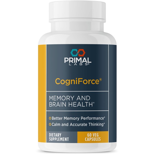 Primal Health CogniForce - Memory & Brain Health - Acetyl L-Carnitine Formula - Better Cognitive Performance - Clarity + Focus + Better Recall + Calm Thinking - Dietary Supplement - 60 Capsules