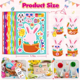 YAMIOW 36 Sheets Easter Stickers Cute Easter Bunny Egg Basket Stickers, Make Your Own Easter Rabbit Stickers for Kids, Easter Craft Stickers for Cards Envelopes Party Favor Supplies