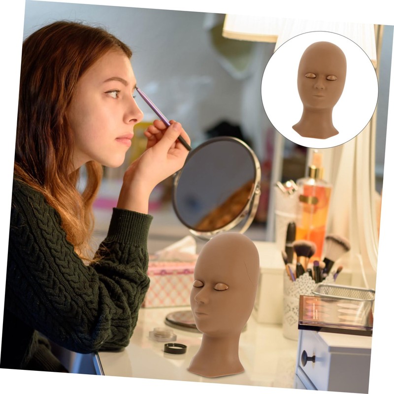 Healvian 1pc Training Mannequin Head with Replaceable Eyelids Realistic Makeup