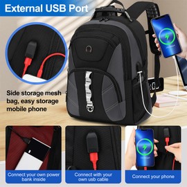 INSAVANT Laptop Backpack 15.6 Inch Backpacks Water Resistant Durable College Travel Daypack Anti Theft with USB Charging Port Best Gift for Men Women(15.6 Inch, 703 Grey)