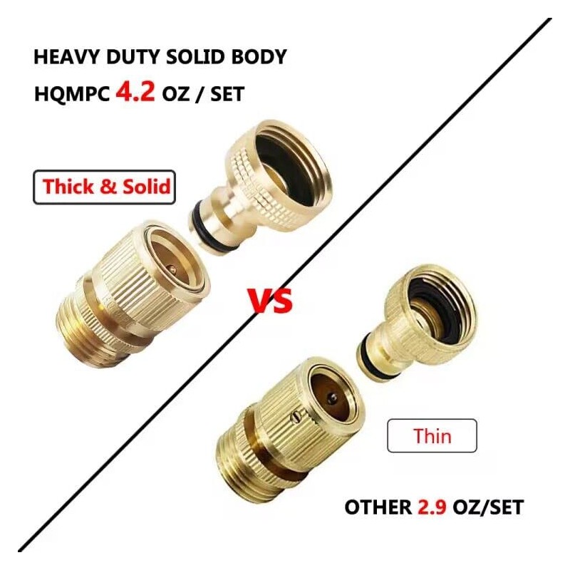 HQMPC Garden Hose Quick Connect Solid Brass Quick Connector Garden