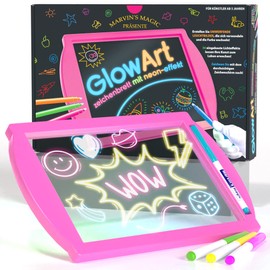 Marvin's Magic - Neon Glow Craft Kit - Kids Art Set - Includes Neon Effect Drawing Board with Built-In Stand and 4 Fluorescent Magic Pens - Pink