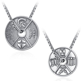 ADMETUS Sacred Medal, Sacred Amulet Necklace, 925 Sterling Silver Protection Pendant, Jewellery for Men with 2.5 mm Width, 55.9 + 5.1 cm Length, Rolo Chains, Sterling Silver, No Gemstone