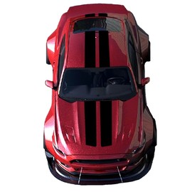 Double 9" Center Hood Tapper Vinyl Rally Racing Stripes (Fits Ford Mustang & Shelby) - Black