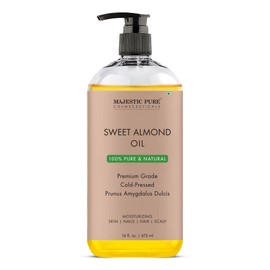 Majestic Pure Sweet Almond Oil, Super Triple A Grade Quality, 100 Pure and Natural from Spain, Cold Pressed , 16 fl oz.                               
