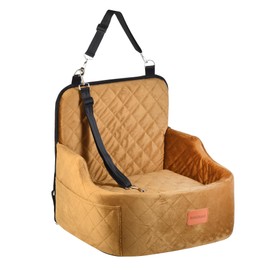 Elevated Dog Car Seat for Small Medium Memory Sponge Pet Booster Seat Fits Dogs Travel Bed up to 35 lbs,Detachable Washable with Storage Bag Dog Blanket