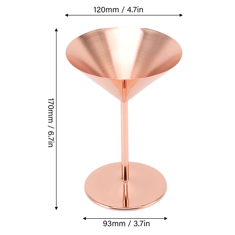 Stainless Steel Martini Glasses Fine Polish Rustproof Elegant Modern Martini