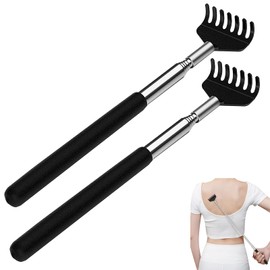 2 Stück Rückenkratzer Teleskop, Kratzhand Rückenkratzer, Rücken Kraulen, Rückenkratzer Testsieger, Kratzhand Gegen Juckreiz, Für Wohltuende Kratzgefühle, Kratzhand, Back Scratcher (Schwarz)