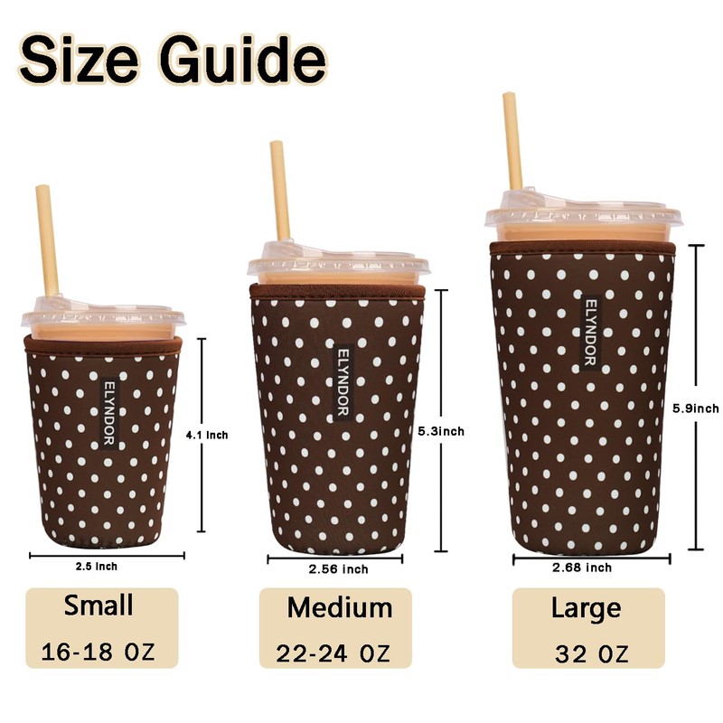 Reusable Insulated Sleeve for Iced Coffee Cup, 3-Pack Coffee Neoprene