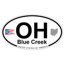 US Decal, Inc. Blue Creek, Ohio Oval Sticker with State Flag