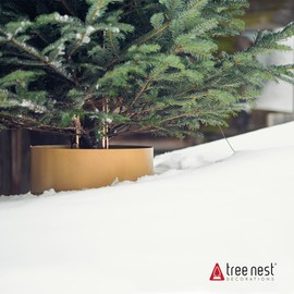 Tree Nest Christmas Tree Stand Base Xmas Fake Tree Metal Holder Stand for Real and Artificial Tree Fits up to 14.8ft Tall & 2.8-5.9inch Diameter,Holds 4.4gal of Water(Gold)